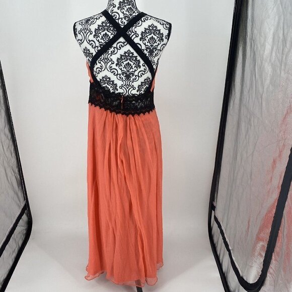 NWT Daisy Salmon Cross Back With Lace See Through Trim Maxi Dress. Sz Large - Picture 7 of 11